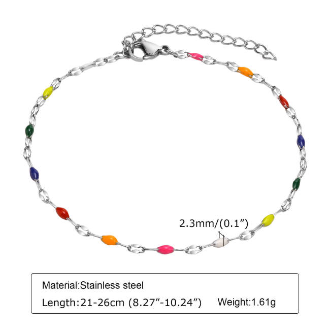 Wholesale Stainless Steel Colored Bead Lip Link Chain Necklace