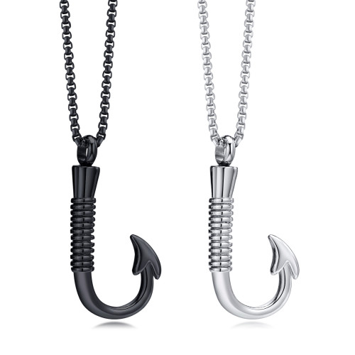 Wholesale Stainless Steel Fish Hook Ashes Cremation Necklace