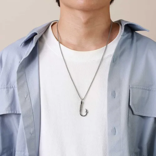 Wholesale Stainless Steel Fish Hook Ashes Cremation Necklace