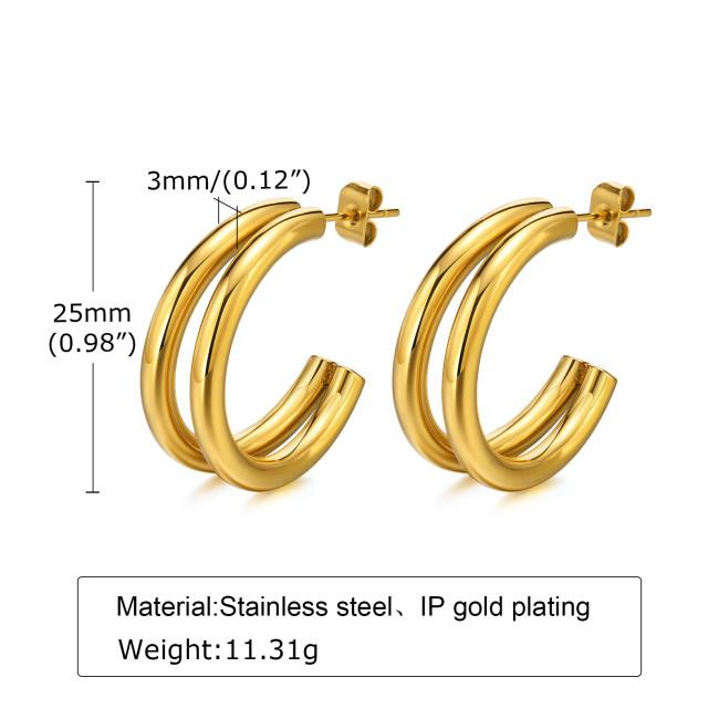Wholesale Stainless Steel Double Hoop Earrings