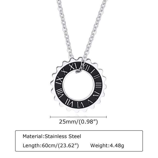 Wholesale Stainless Steel Roman Numeral Gear Pendant