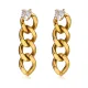 Wholesale Stainless Steel Curb Chain Earrings with Heart CZ