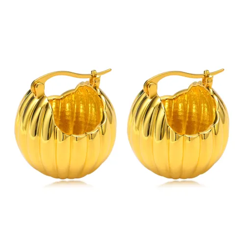 Wholesale Copper Round Pleated Hoop Earrings