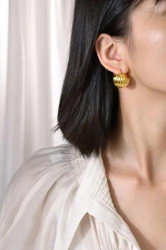 Wholesale Copper Round Pleated Hoop Earrings