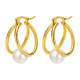 Wholesale Stainless Steel Double Circle Pearl Earrings
