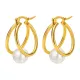 Wholesale Stainless Steel Double Circle Pearl Earrings