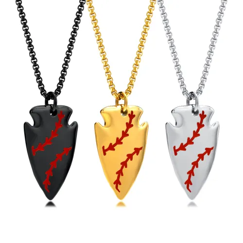Wholesale Stainless Steel Baseball Shield Pendant Necklace
