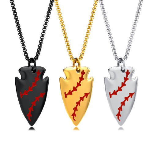 Wholesale Stainless Steel Baseball Shield Pendant Necklace