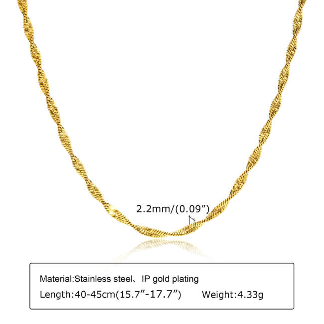Wholesale Stainless Steel Twist Herringbone Chain Necklace