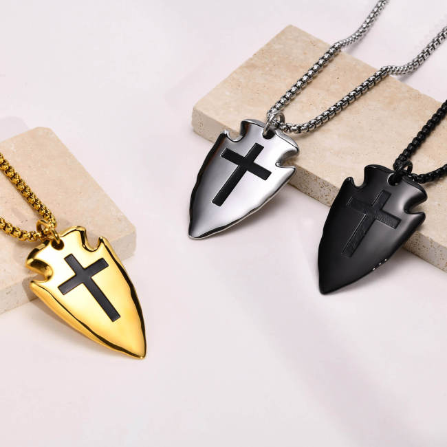 Wholesale Stainless Steel Baseball Shield Pendant Necklace
