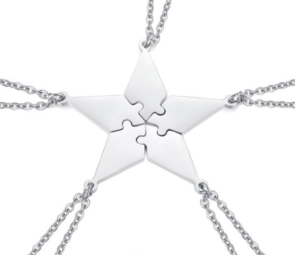 Wholesale Stainless Steel Matching Puzzle Piece Necklace Set