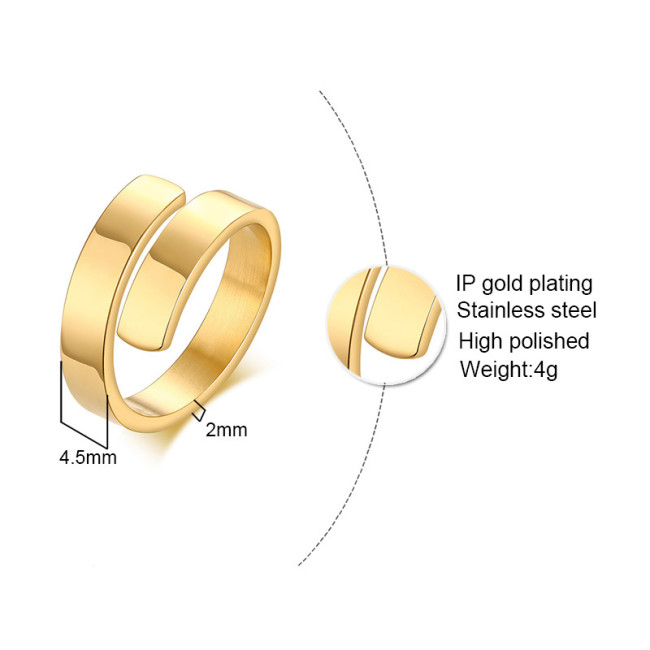 Wholesale Stainless Steel Classic Staggered Opening Ring