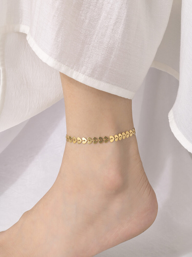 Wholesale Stainless Steel Heart Link Anklet