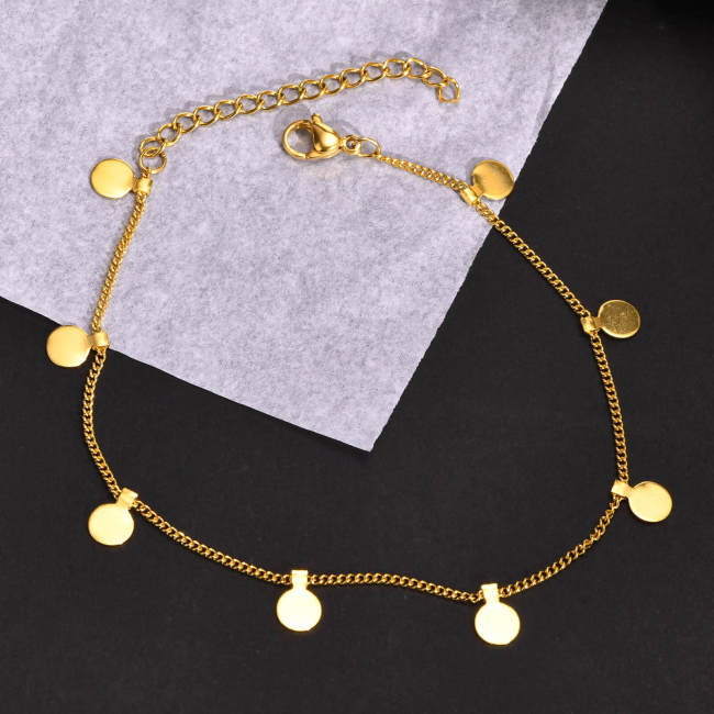 Wholesale Stainless Steel Discs Chain Anklet