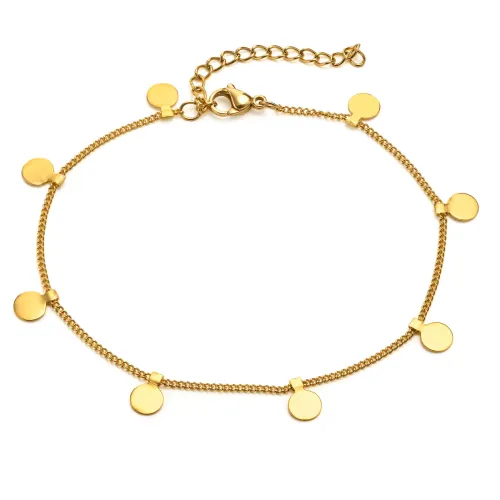Wholesale Stainless Steel Discs Chain Anklet