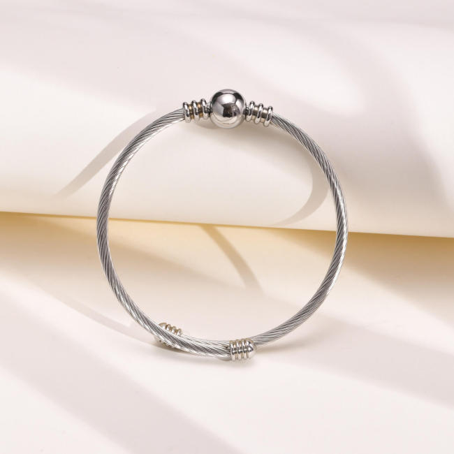 Wholesale Stainless Steel Staggered Wire Bangle