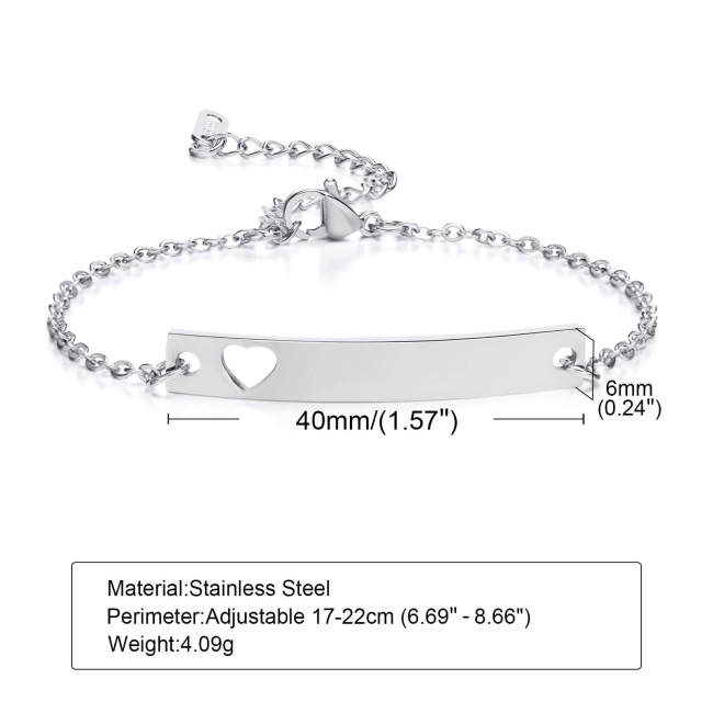 Wholesale Stainless Steel Personalized Dainty Bar Bracelet
