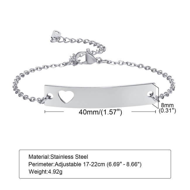 Wholesale Stainless Steel Personalized Dainty Bar Bracelet