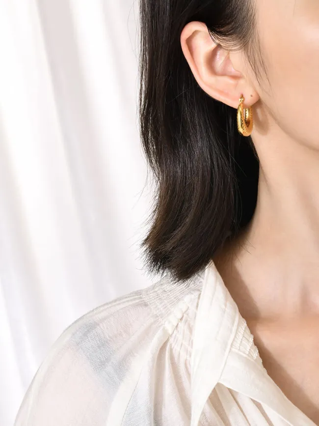 Wholesale Stainless Steel Graduated Ribbed Hoop Earrings