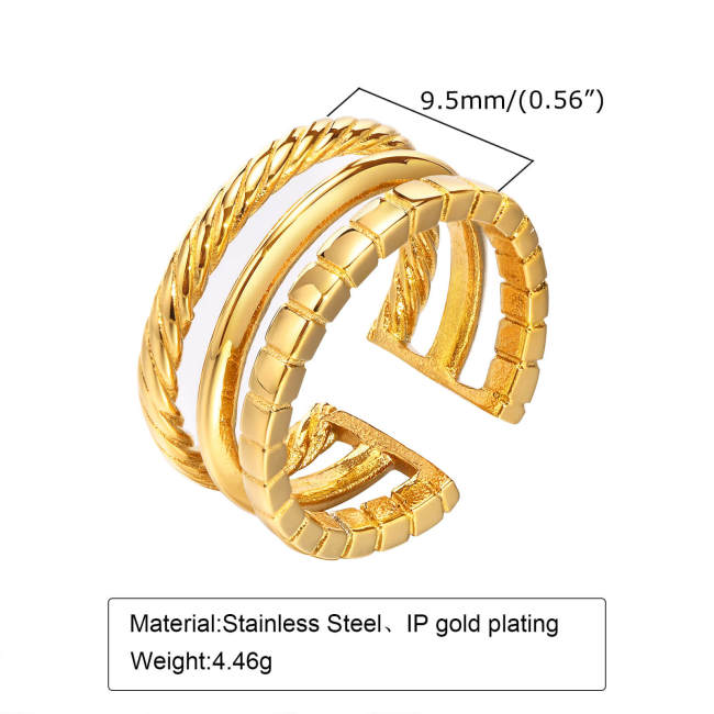 Wholesale Stainless Steel Triple Open Band Ring