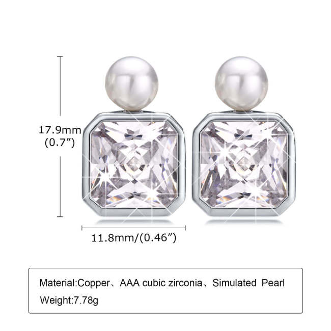 Wholesale Copper CZ and Pearl Earrings