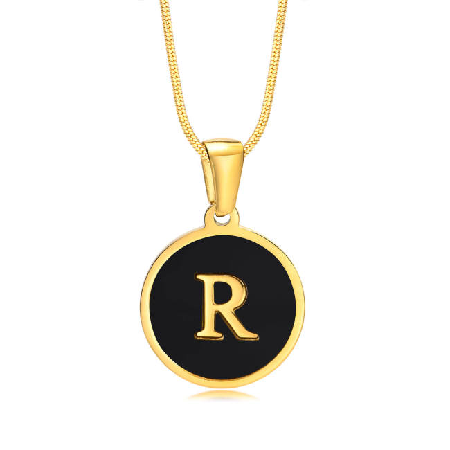 Wholesale Stainless Steel Enamel Initial Necklace