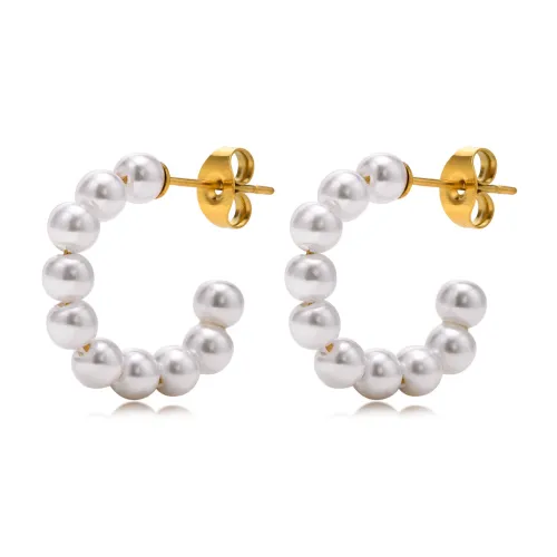Wholesale Stainless Steel Pearl Hoop Earrings