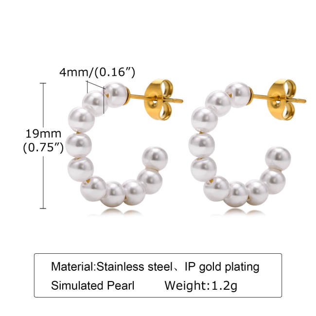 Wholesale Stainless Steel Pearl Hoop Earrings