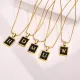 Wholesale Stainless Steel Square Enamel Initial Pendant