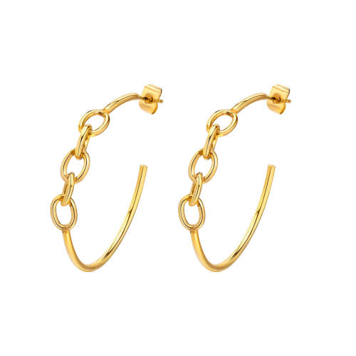 Wholesale Stainless Steel Link Chain C-Hoop Earrings