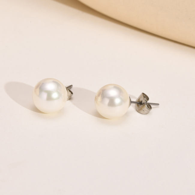 Wholesale 10mm Faux Pearl Bead Ball Stud Earrings