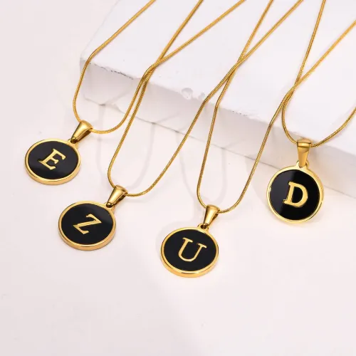 Wholesale Stainless Steel Enamel Initial Necklace