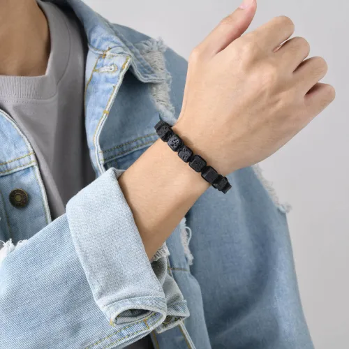 Wholesale Lava Stone Braid Bracelet
