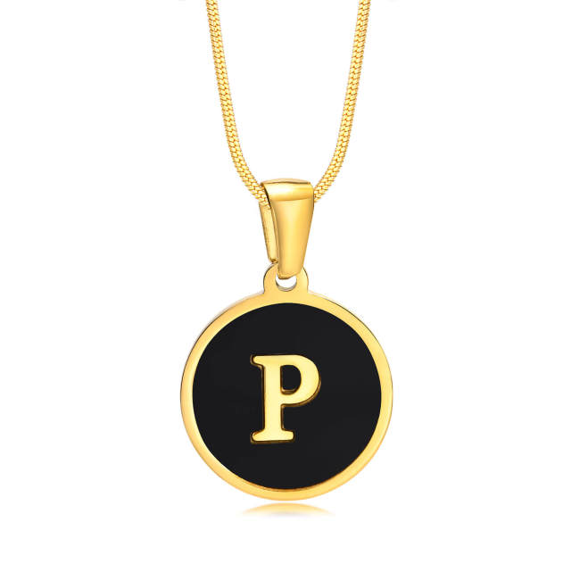 Wholesale Stainless Steel Enamel Initial Necklace