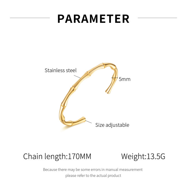 Wholesale Stainless Steel Bamboo Open Bangle