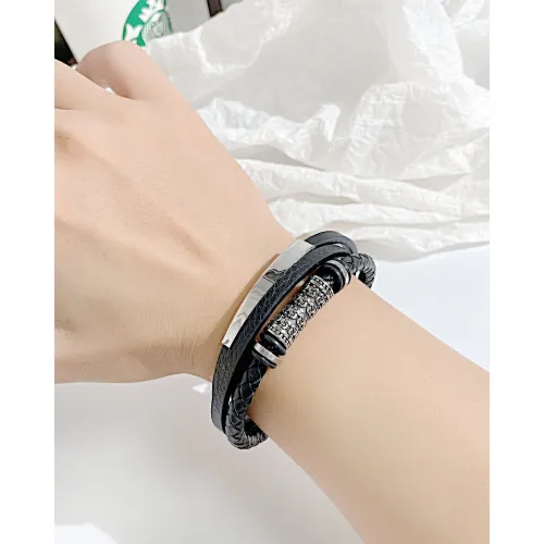 Wholesale Stainless Steel Elegant Totem Leather Bracelet