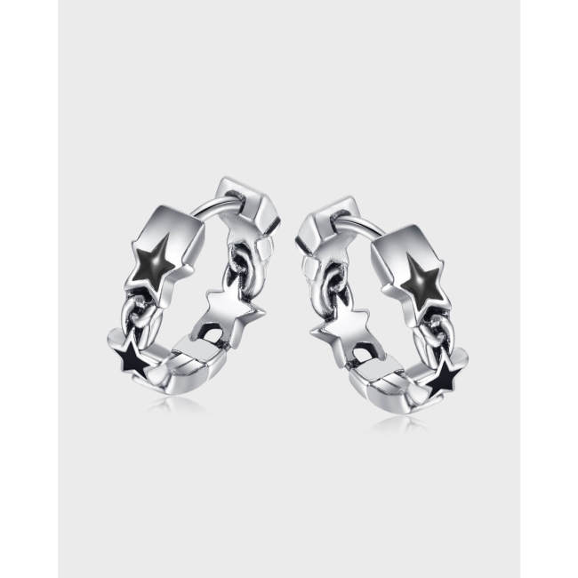 Wholesle Stainless Steel Pentagram Huggie Hoop Earrings