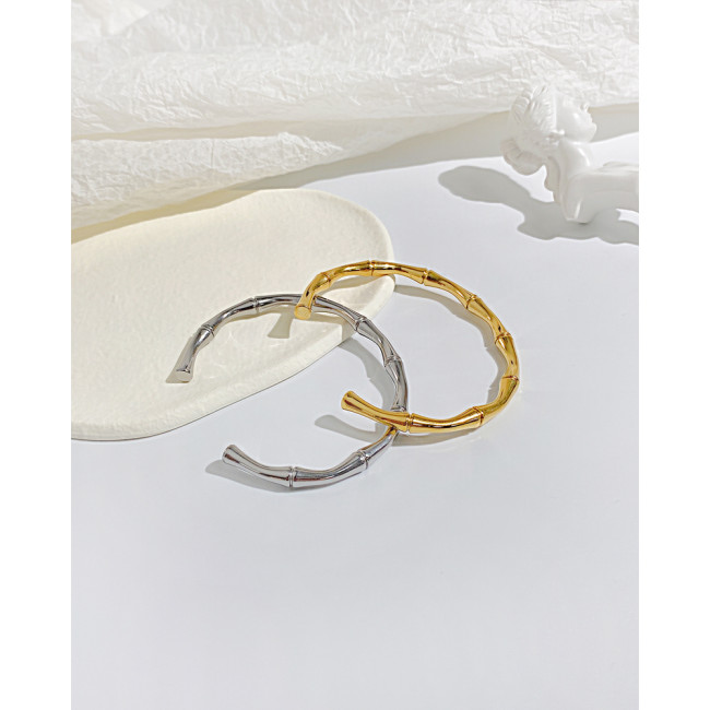 Wholesale Stainless Steel Bamboo Open Bangle