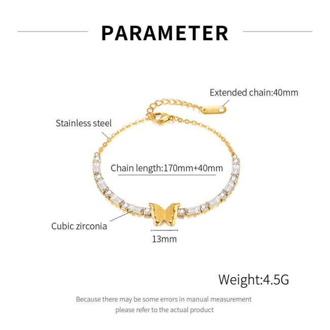 Wholesale Stainless Steel Tennis Bracelet with Butterfly