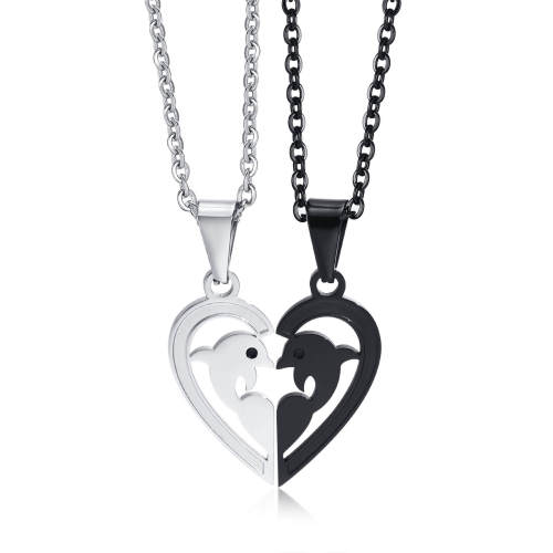 Wholesale Stainless Steel Matching Heart Dolphin Necklaces For Couples