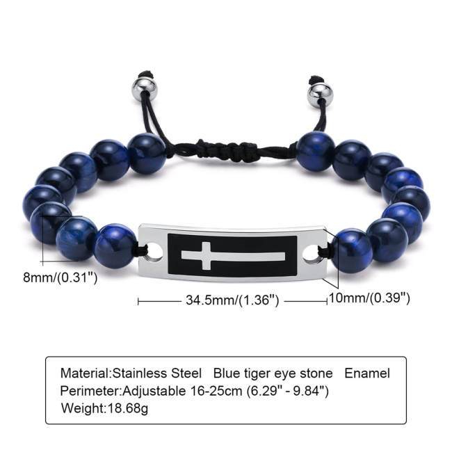 Wholesale Men Cross Tag Bead Bracelet