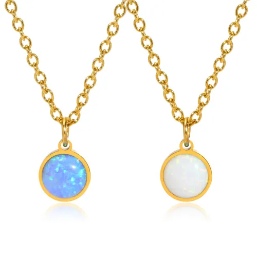 Wholesale Stainless Steel Vintage Synthetic Opal Necklace