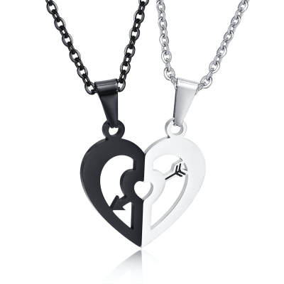 Wholesale Romantic Lovers Stainless Steel Gold Lock Key Jewelry Couple Pendant  Necklace From m.