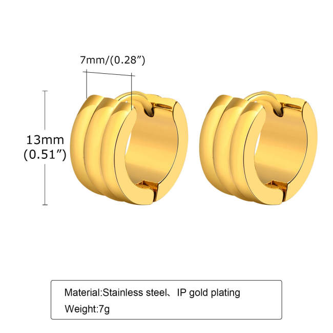 Wholesale Stainless Steel Triple Row Huggie Earrings
