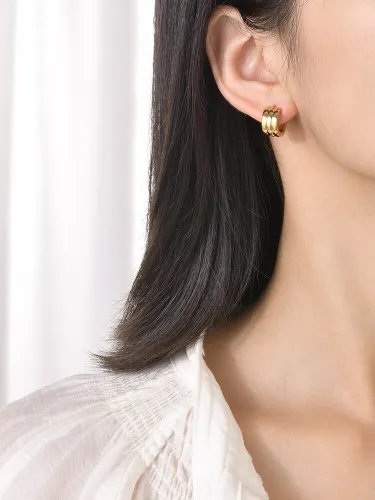 Wholesale Stainless Steel Triple Row Huggie Earrings