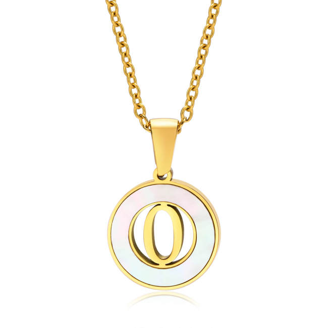 Wholesale Stainless Steel Initial Shell Necklace