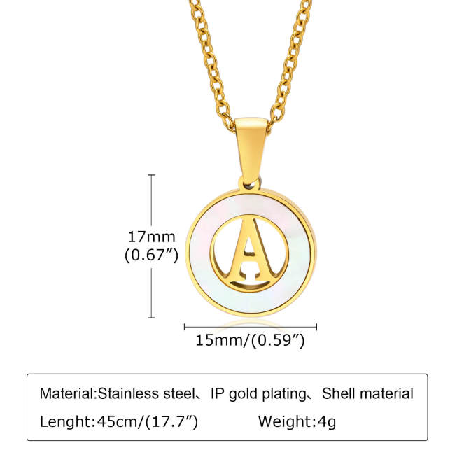 Wholesale Stainless Steel Initial Shell Necklace