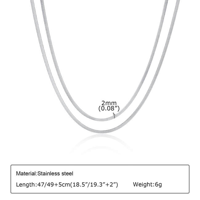 Wholesale Stainless Steel Flat Snake Chain Double Layer Necklace