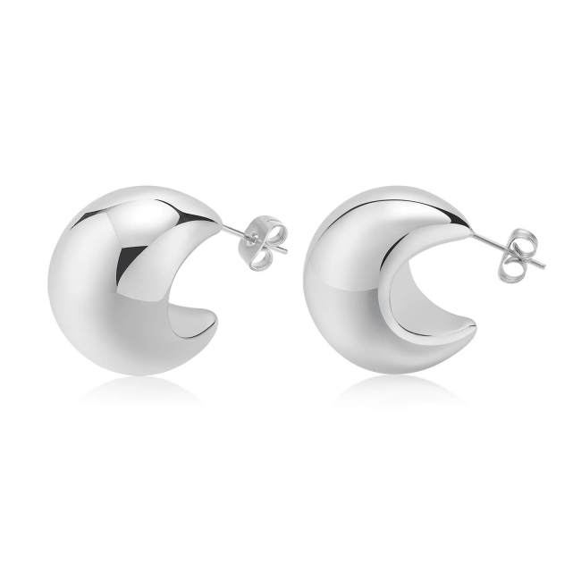 Wholesale Stainless Steel Hollow Crescent Moon Earrings