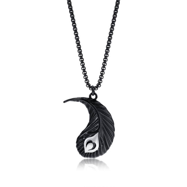 Wholesale Stainless Steel Yin Yang Feather Puzzle Pendant